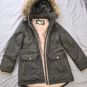 Michael Kors Kids' Olive Puffer Coat with Faux Fur Hood Youth 14